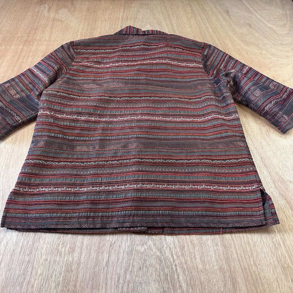 Napa Valley Textured Stripe Jacket Womens Large Button Front 3/4 Sleeve - Picture 3 of 6